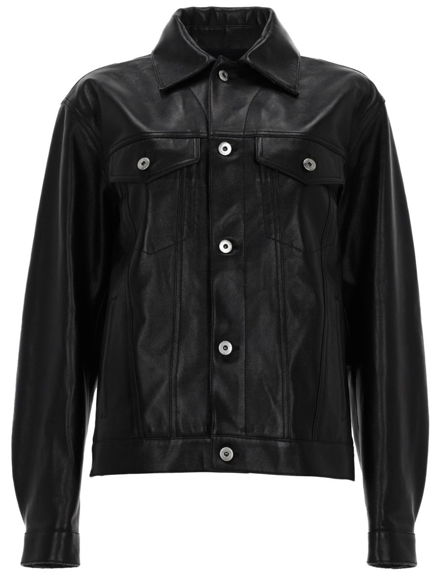 Bottega Veneta Women's Leather Jacket with Detail Woven Black