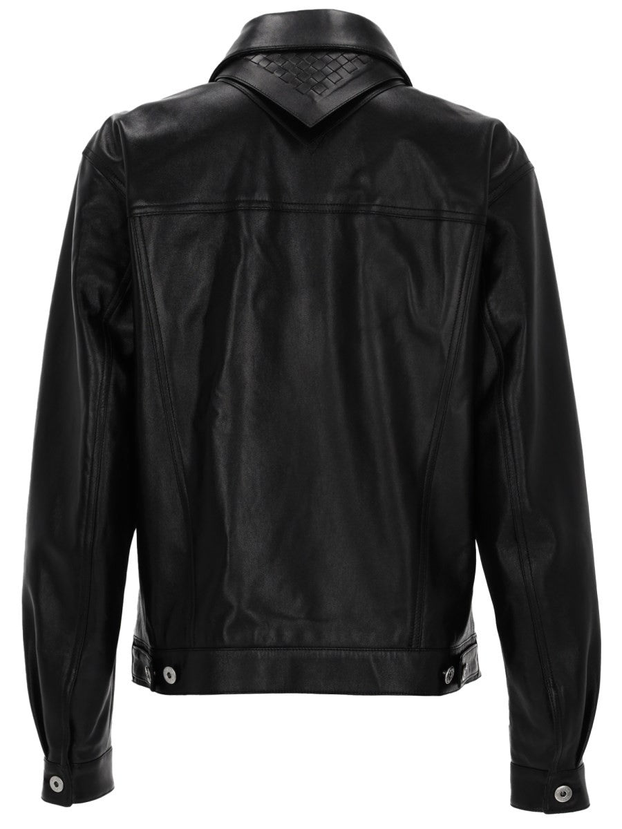 Bottega Veneta Women's Leather Jacket with Detail Woven Black, view 3
