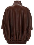 Balenciaga Women's Zip Leather Jacket Brown, view 3