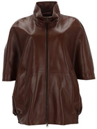 Balenciaga Women's Zip Leather Jacket Brown