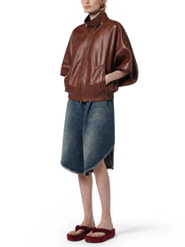 Balenciaga Women's Giacca in Pelle Con Zip Brown