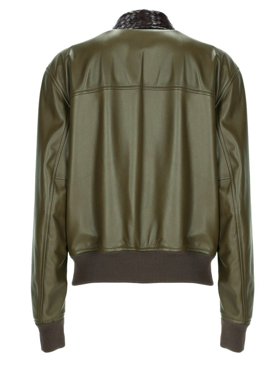 Bottega Veneta Women's Leather Lucida Jacket Green, view 3