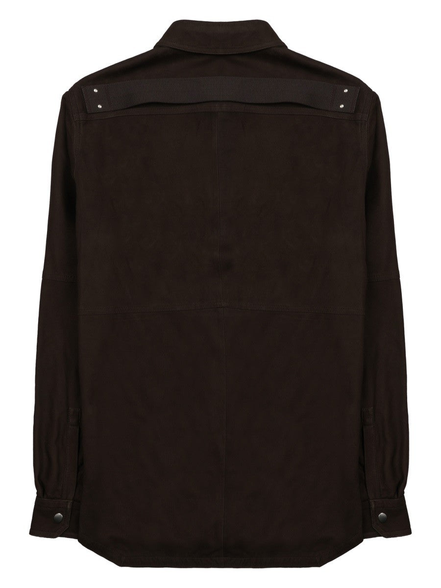 Rick Owens Men's Giacca in Pelle Outershirt Brown