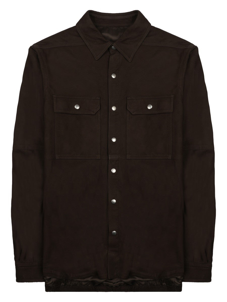 Rick Owens Men's Giacca in Pelle Outershirt Brown