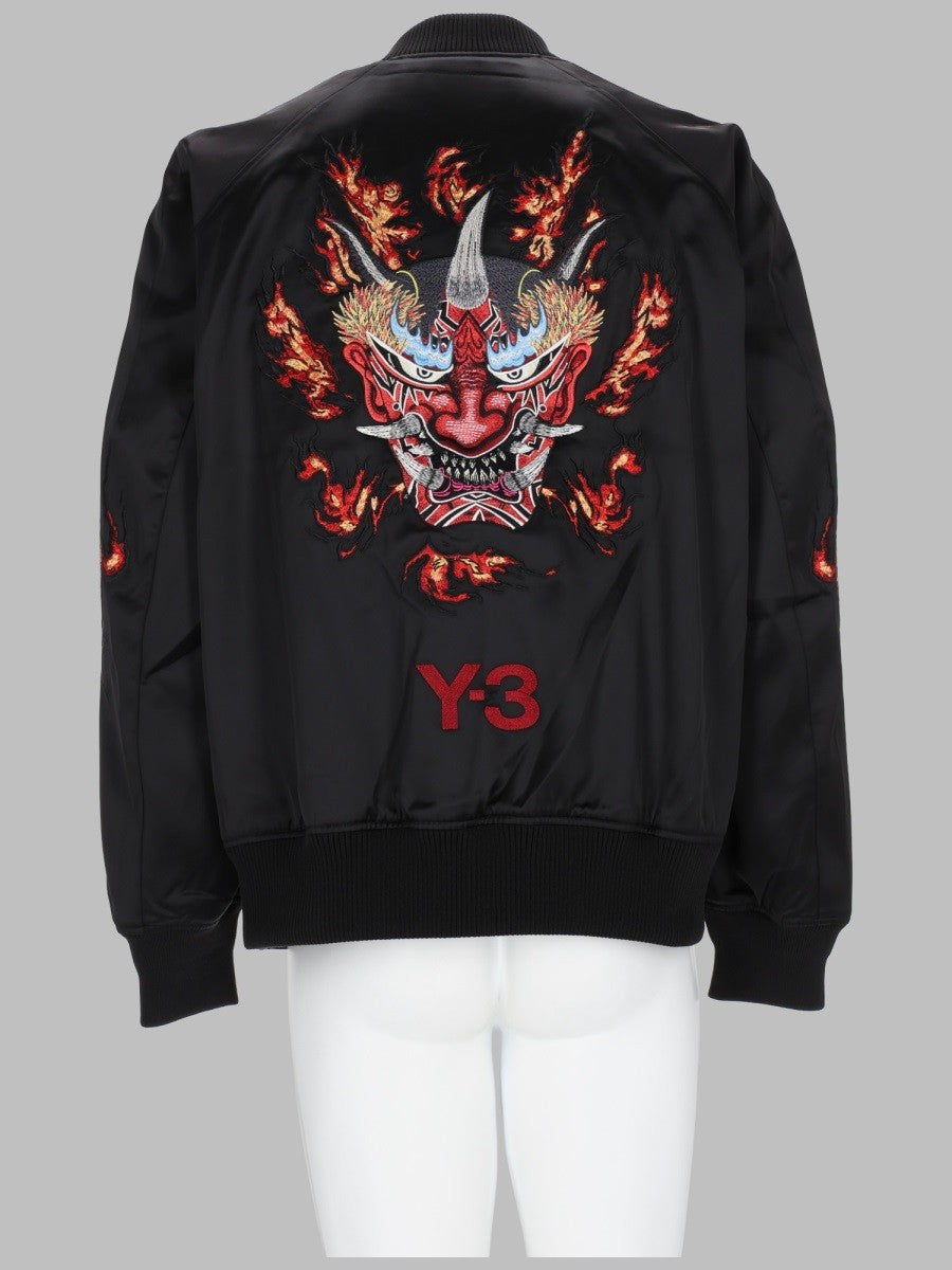 Y-3 Men's Giacca in Raso Con Ricami Black