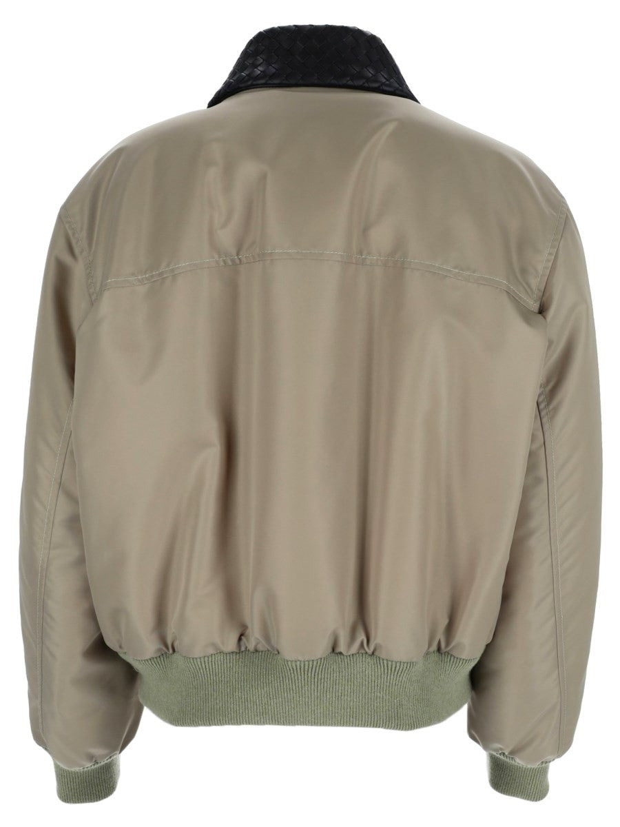 Bottega Veneta Women's Satin Jacket with Collar Woven Grey