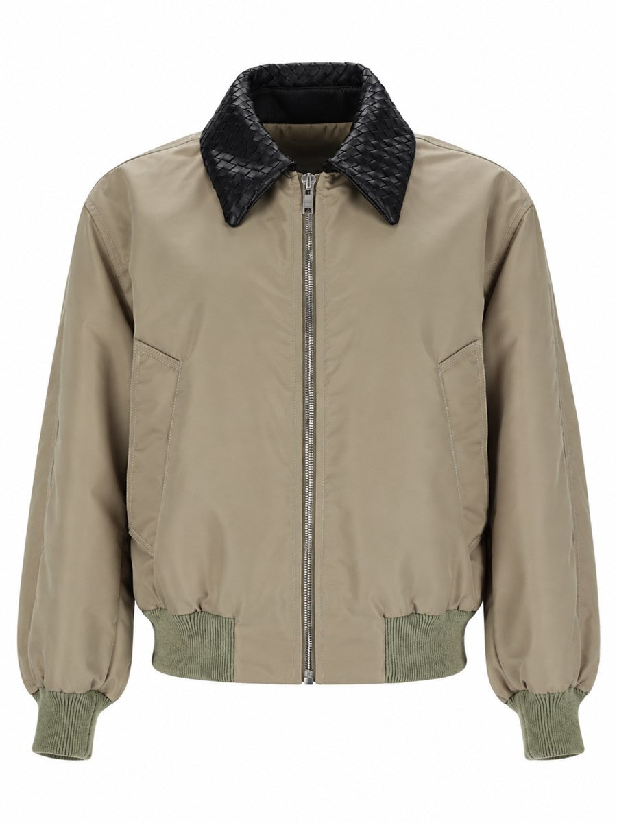 Bottega Veneta Women's Satin Jacket with Collar Woven Grey