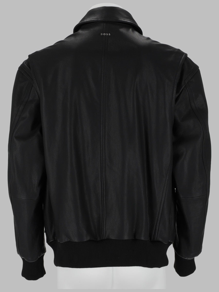 BOSS Men's Giacca Josual in Pelle Black
