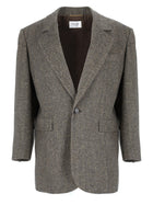 Saint Laurent Women's Wool Single-Breasted Jacket Grey