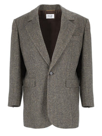 Saint Laurent Women's Wool Single-Breasted Jacket Grey