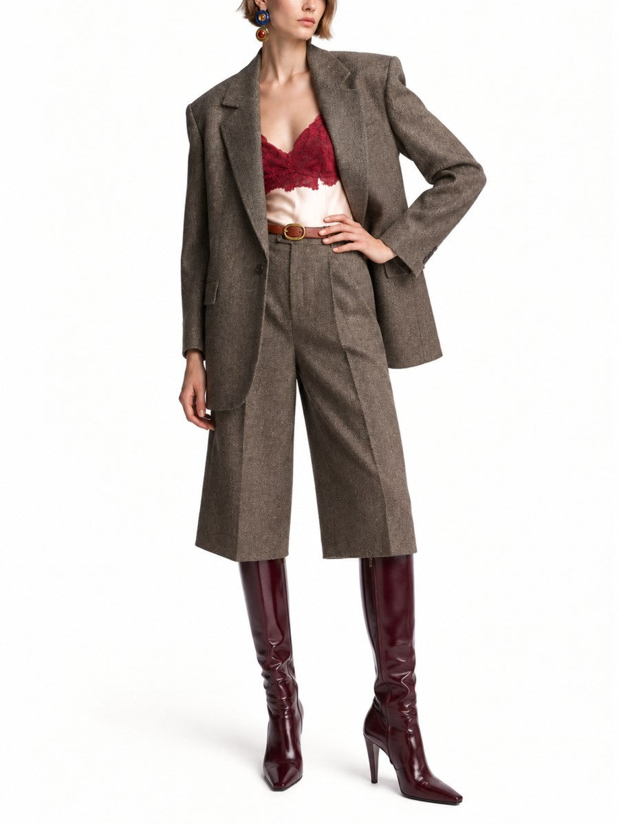 Saint Laurent Women's Wool Single-Breasted Jacket Grey
