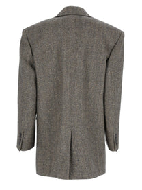 Saint Laurent Women's Wool Single-Breasted Jacket Grey