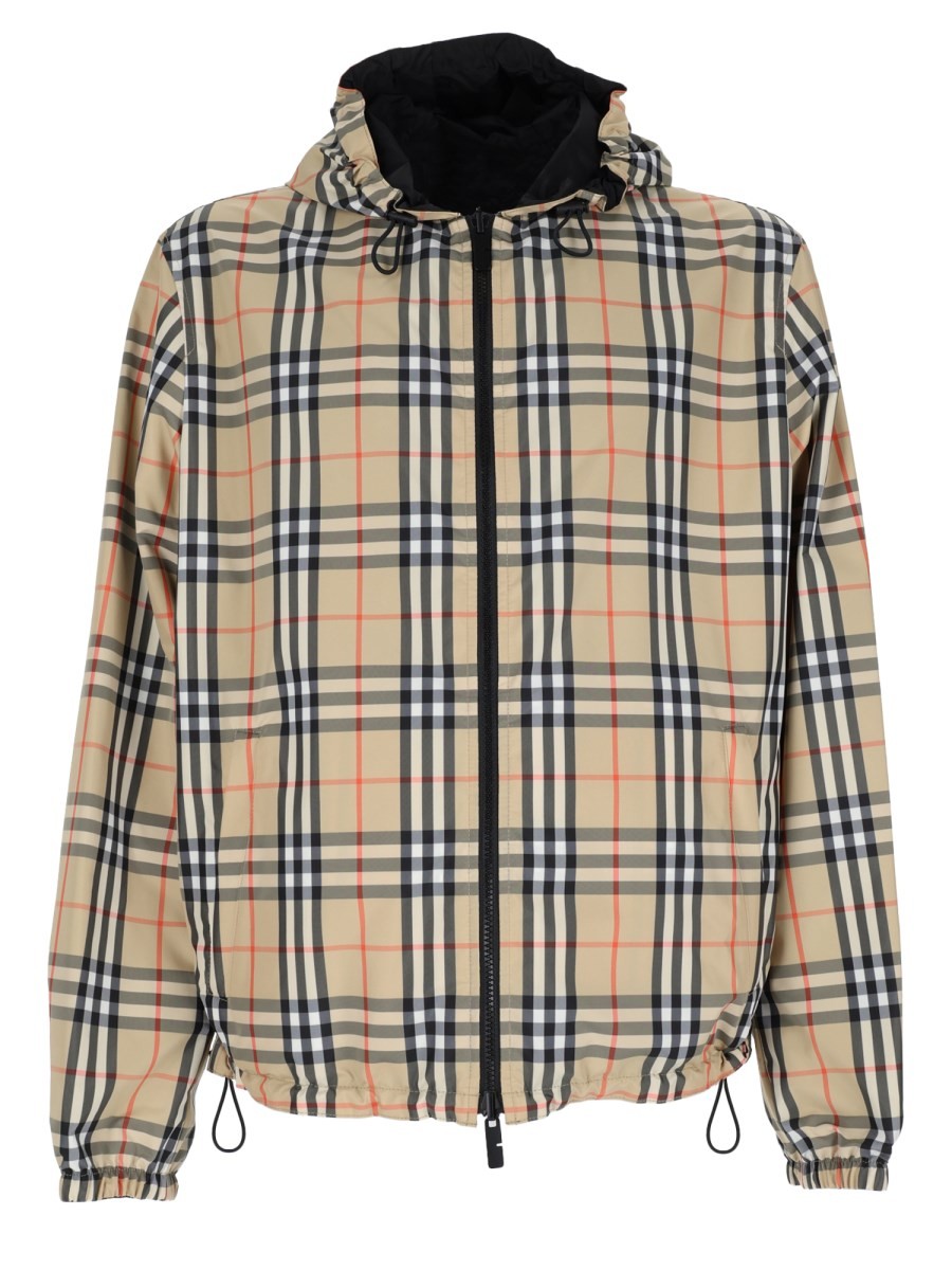 Burberry Men's Newport Reversible Jacket with Motif Check Beige