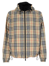 Burberry Men's Newport Reversible Jacket with Motif Check Beige