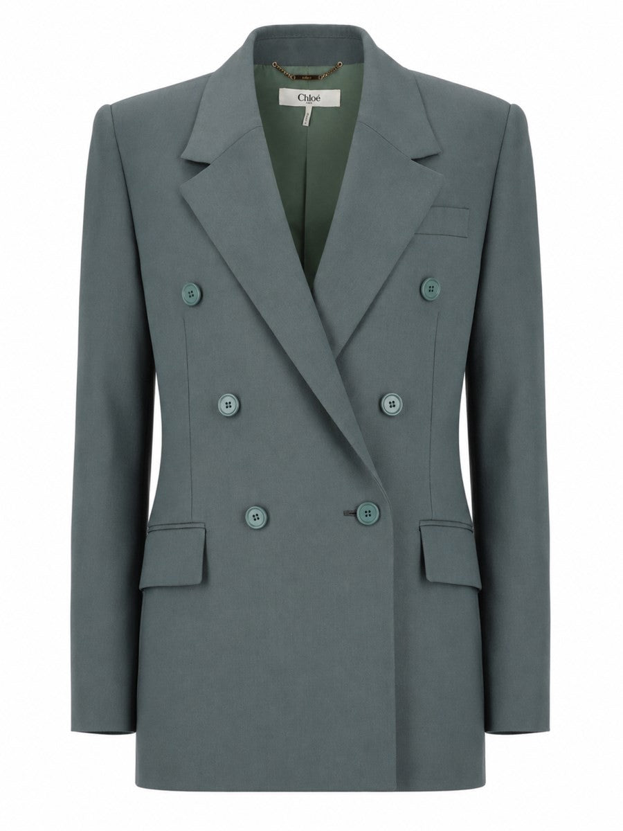 Chloé Women's Giacca Sartoriale Doppiopetto in Gabardine Grey