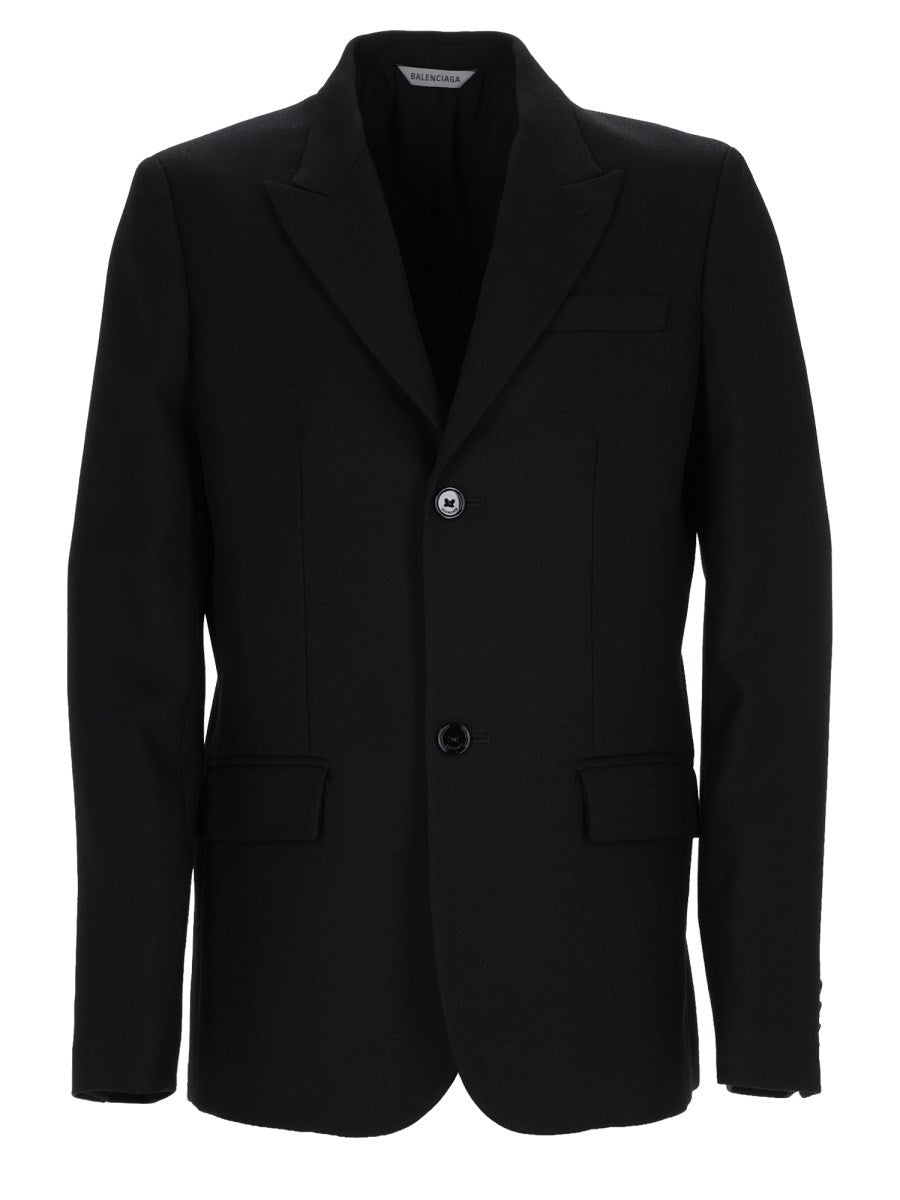 Balenciaga Men's Tailored Single-Breasted Jacket Black