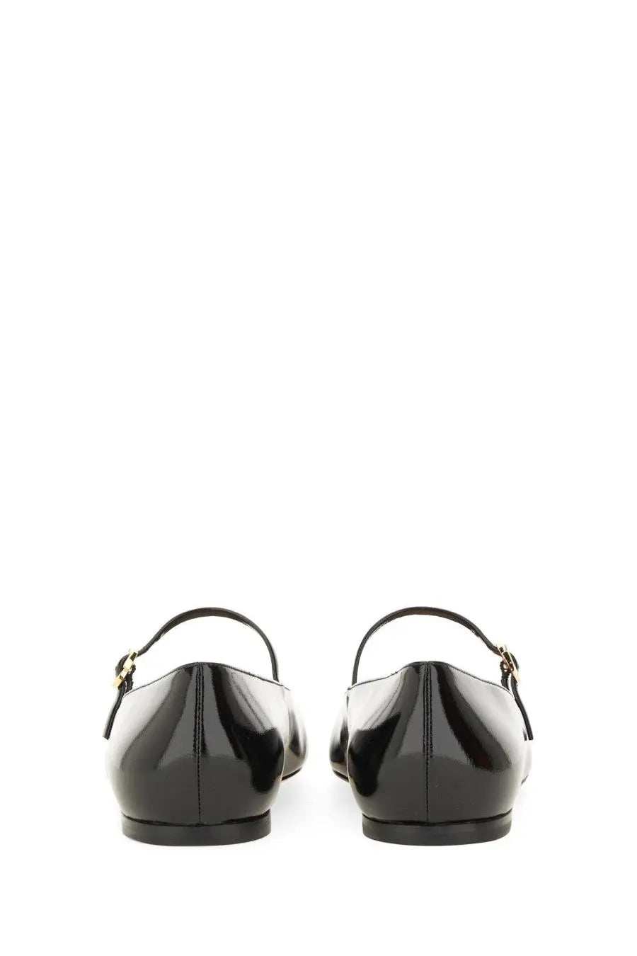 Black patent leather mary jane flats with gold tone buckle details from gianvito rossi women ballerina christina black