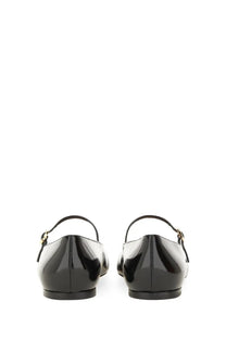 Black patent leather mary jane flats with gold tone buckle details from gianvito rossi women ballerina christina black