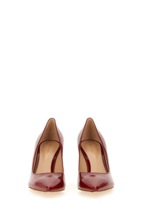Gianvito Rossi women’s écolleté gianvito red burgundy patent leather pointed-toe high heels with thin straps