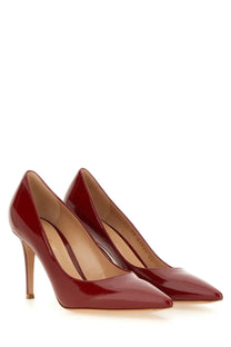 Burgundy patent leather pointed-toe high heels with slender stiletto heel by gianvito rossi women’s écolleté gianvito red