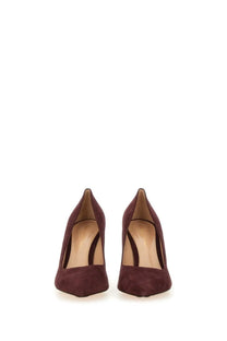Gianvito Rossi women’s écolleté Gianvito red burgundy suede high-heeled pumps with pointed toe and minimalist design
