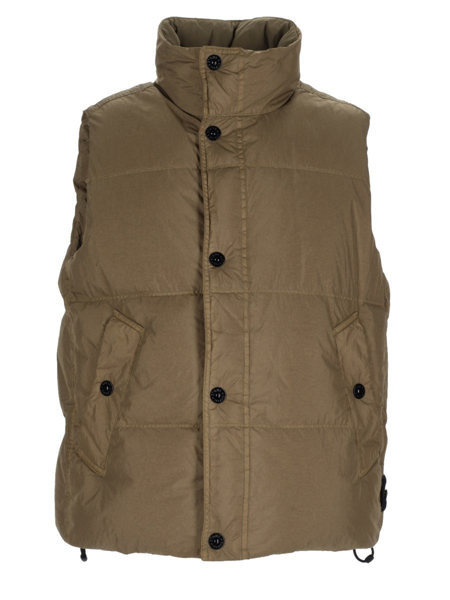 Stone Island Men's Gilet Imbottito in Piuma Resistente AL Vento Con Antigoccia Green