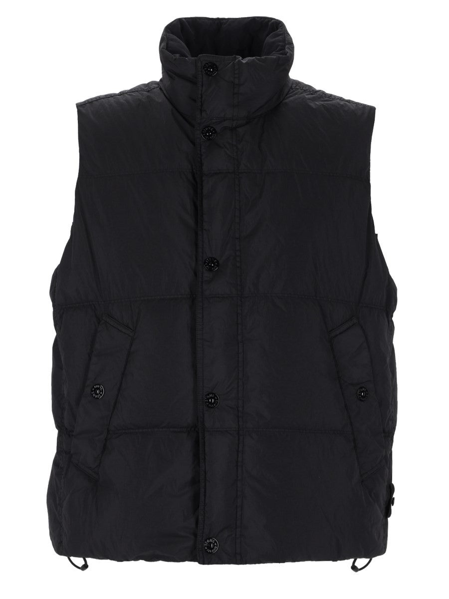 Stone Island Men's Gilet Imbottito in Piuma Resistente AL Vento Con Antigoccia Black