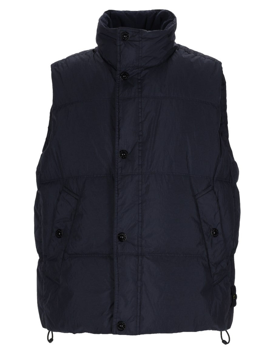 Stone Island Men's Gilet Imbottito in Piuma Resistente AL Vento Con Antigoccia Blue