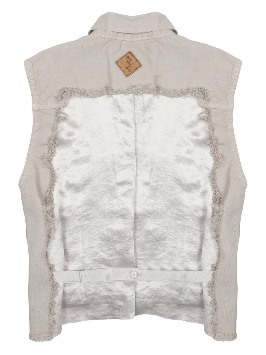 Haikure Women's Gilet Ryder Con Inserto in Satin Beige