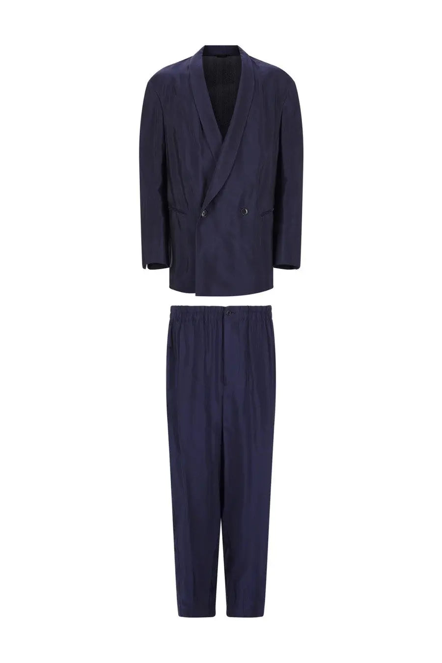 Giorgio Armani men’s navy blue double-breasted viscose blazer and matching trousers set abito due pezzi