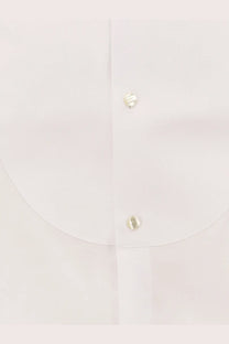 Giorgio Armani men’s white cotton shirt with subtle pleats and shiny metallic buttons for formal wear