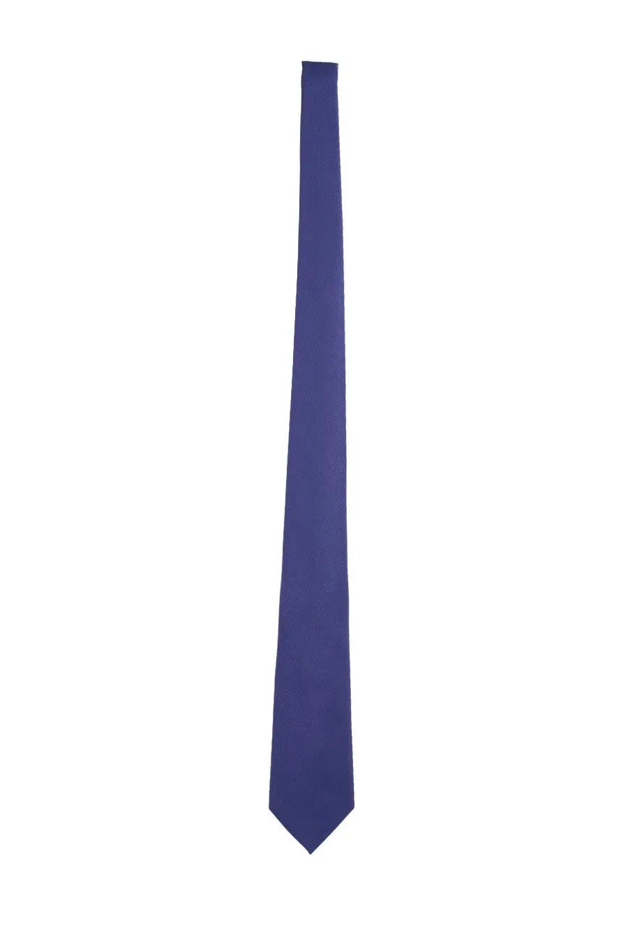 A sleek royal blue silk tie for men by Giorgio Armani with a classic pointed tip and smooth texture