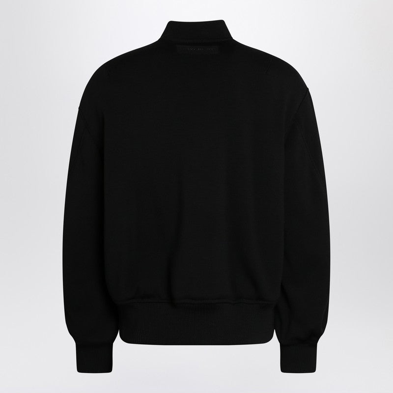 Givenchy - Givenchy Black leather bomber jacket with wool sleeves - Jackets