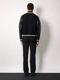 Givenchy - Givenchy Varsity Wool Blend Bomber With Leather Sleeves - Men’s Outerwear