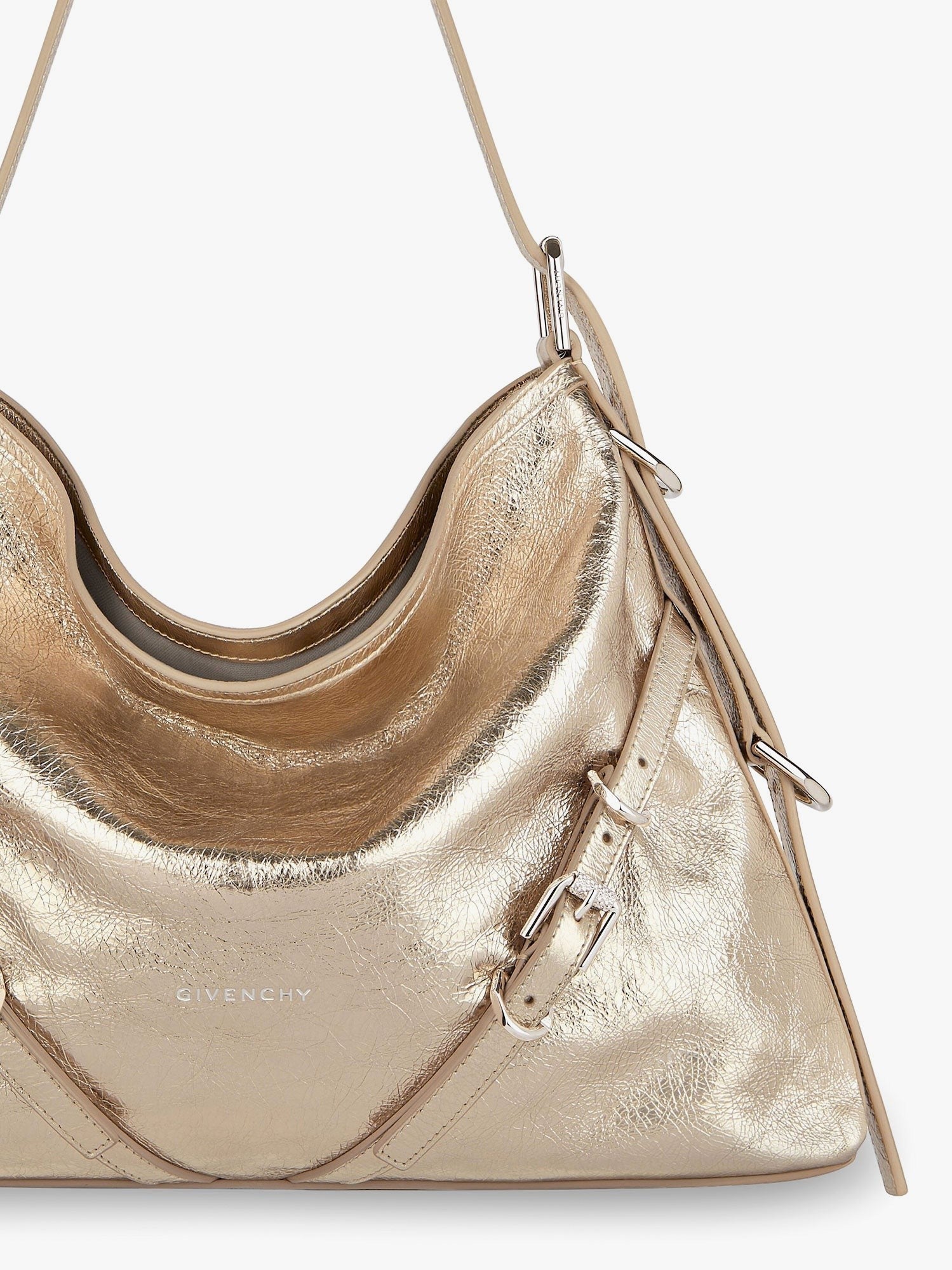 Givenchy - Givenchy Voyou Metallized Leather Shoulder Bag - Women’s Bags
