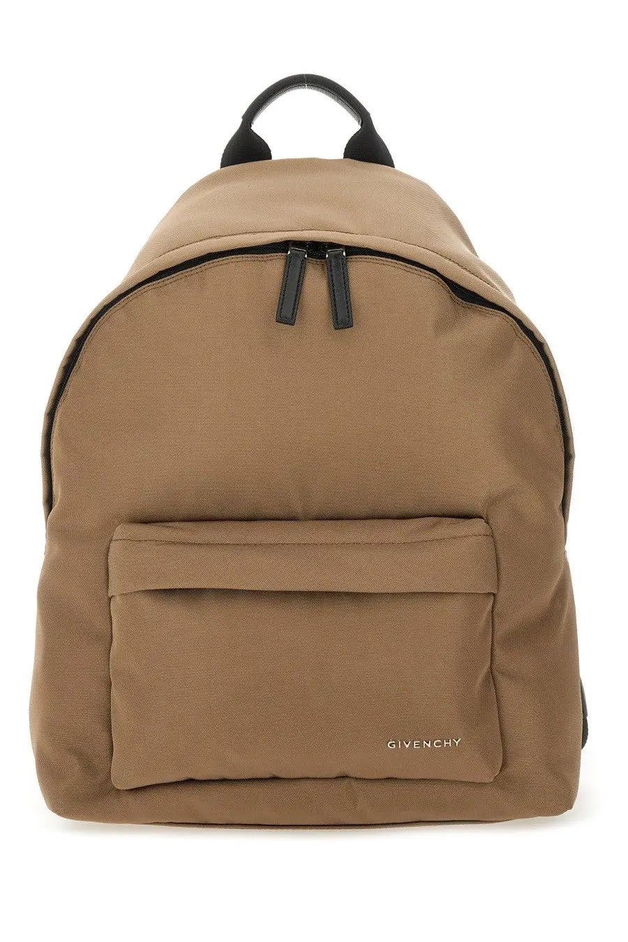 Tan Givenchy men’s backpack essential brown with black zippers and top handle in leather material