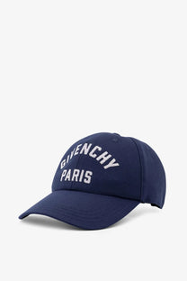 Navy blue Givenchy Paris men’s cotton baseball hat with white embroidered logo on the front