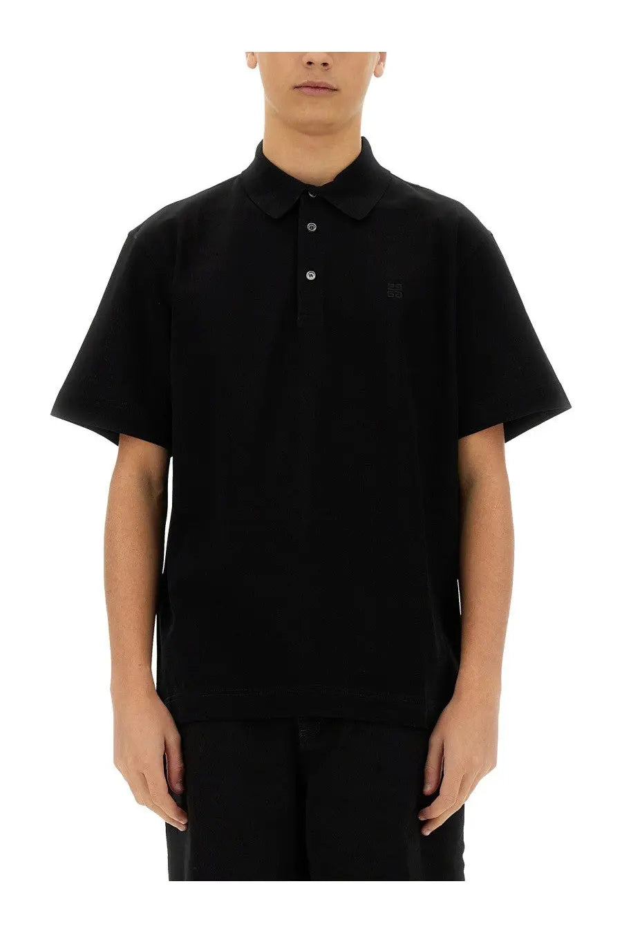 Givenchy men’s black cotton polo shirt with short sleeves and subtle chest logo for casual wear