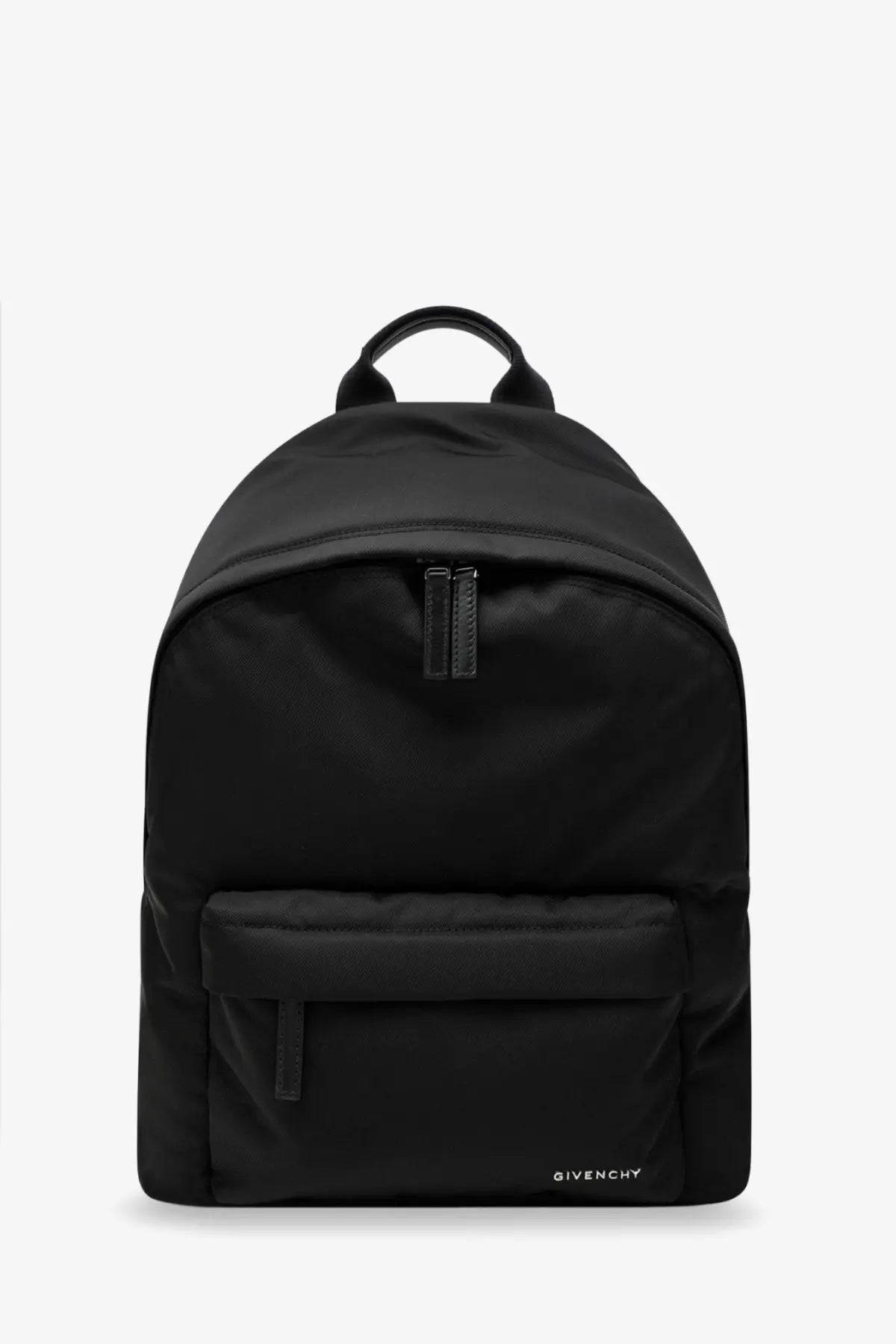 Black Givenchy men’s essential backpack in sleek nylon fabric with minimalist design and durable construction