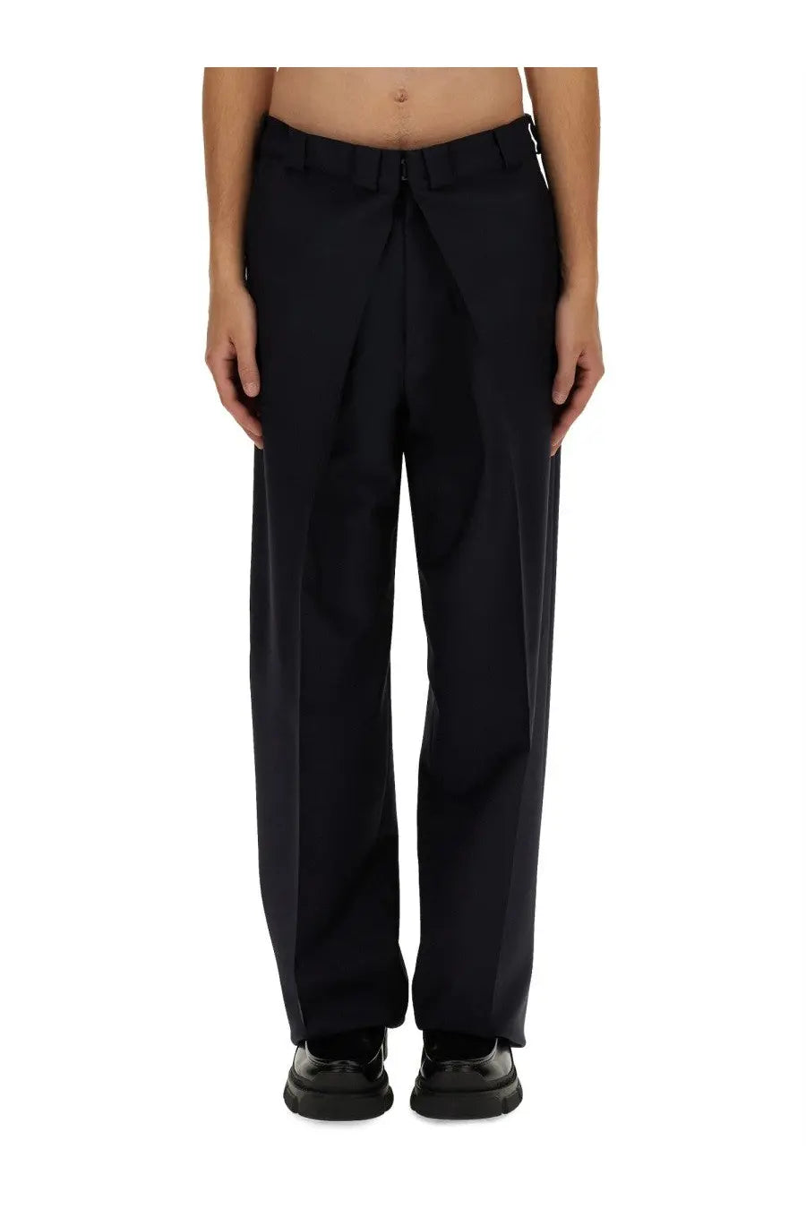 Givenchy men’s extra large black wide-leg trousers with structured minimalist design and subtle front pleats