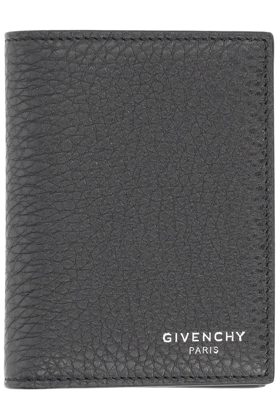 Black textured leather Givenchy Paris passport holder showcasing grain leather design for men’s card organization