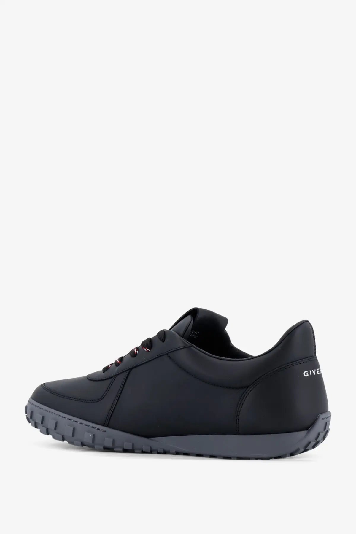 Black givenchy men’s leather sneaker with sleek minimalist design and subtle branding on the heel back side