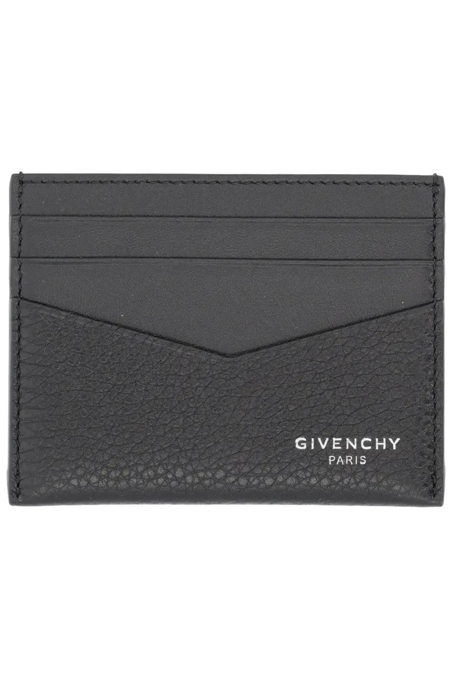 Black Givenchy Paris men’s leather wallet card holder with textured leather stitched edges and minimalist design