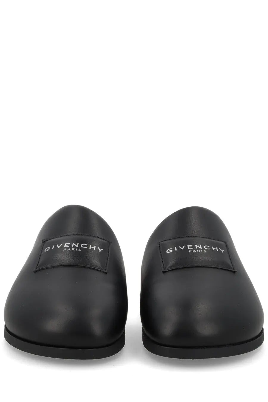 Givenchy men’s mule puffy black loafers with sleek polished leather and minimalist branding on the vamp