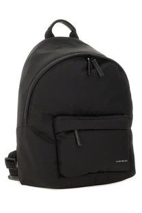 Givenchy men’s zaino essential black backpack with sleek nylon fabric and minimalist design shown from the back side