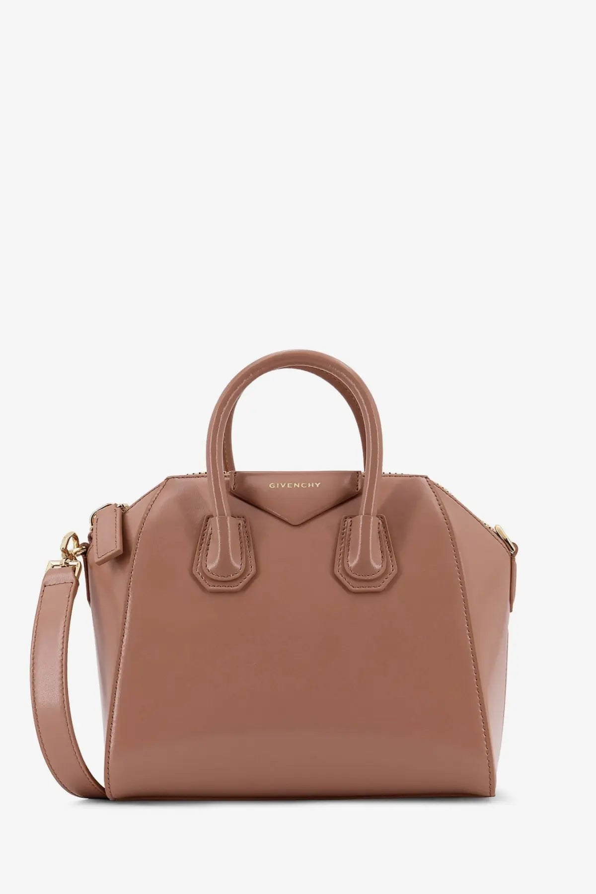 Givenchy women’s antigona mini leather crossbody bag in taupe with structured design and gold-tone hardware