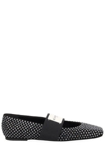 Givenchy women’s ballerina con patch black flat shoe with silver studs and elastic strap across the instep