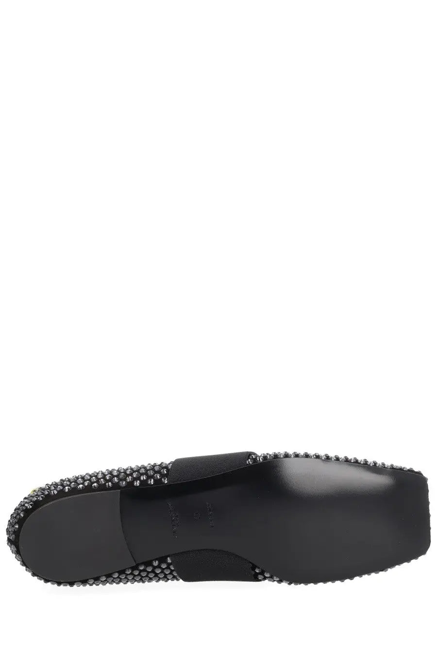 Givenchy women’s ballerina con patch black flat shoe with sleek glossy finish and sparkling silver stud border