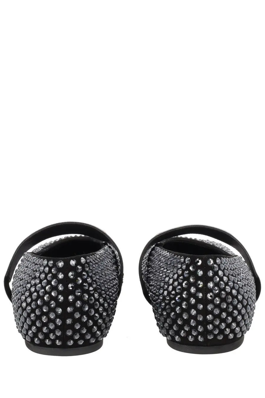 Givenchy women’s black ballerina con patch flats with sparkling silver rhinestone embellishments on the upper surface