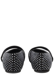 Givenchy women’s black ballerina con patch flats with sparkling silver rhinestone embellishments on the upper surface